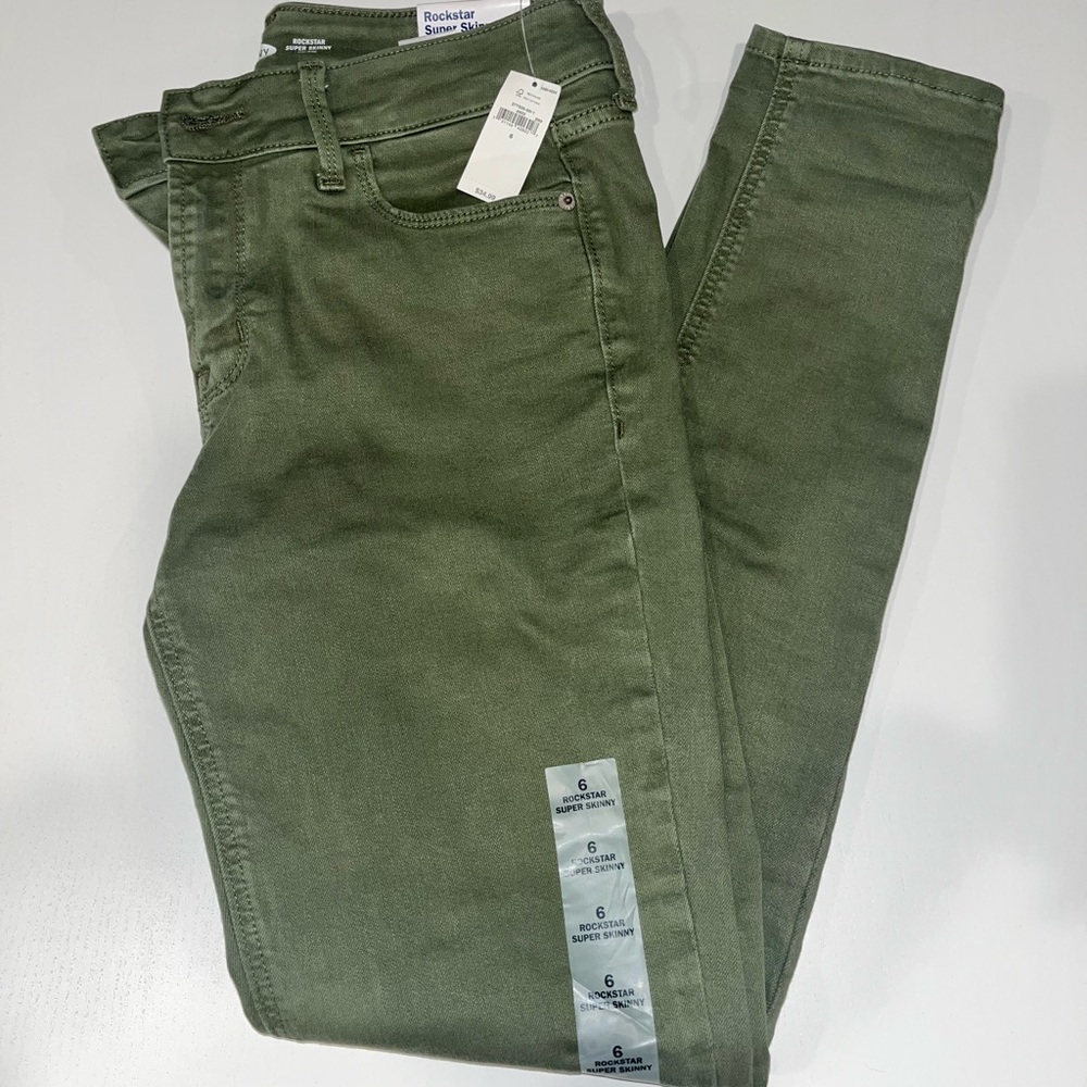 Olive Old Navy Super Skinny Rockstar Jeans Size 6